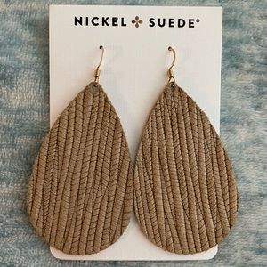 Nickel and Suede Birchgrove Teardrop earrings
